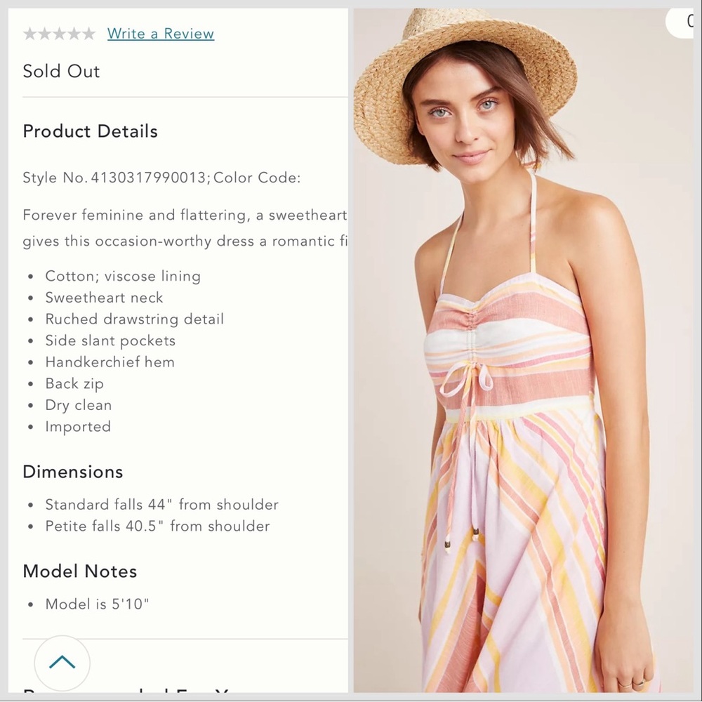 Anthropologie Savannah halter dress in summer washed colors, 12. - Picture 3 of 7